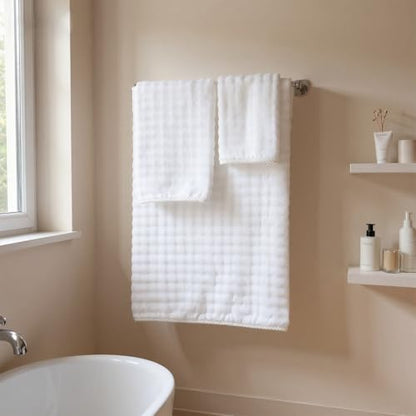 COZYART Lint Free 8 Pcs Bathroom Towels Set Ultra Soft Microfiber White | Fluffy, Thick, Highly Absorbent, Fast Dry, No Shedding, No Pilling, Fade Resistant, Durable, Long-lasting - color: White
