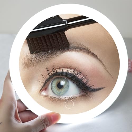 4" 30x Magnifying Mirror 30x with LED Light, Portable Lighted Makeup Mirror with Tweezers, 20x Makeup Magnifying Mirror with 3 Suction Cups for Travel Eyes Makeup, Gift for Women Black