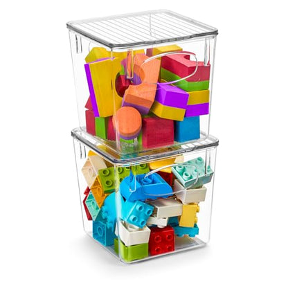 Sorbus Small Clear Plastic Storage Bins With Lids - Stackable Organizer For Toys, Clothes, Medicine, Makeup, Closet, Art Supplies, Bathroom, Shoes (2 Pack) - size: Small, style: 2 Pack
