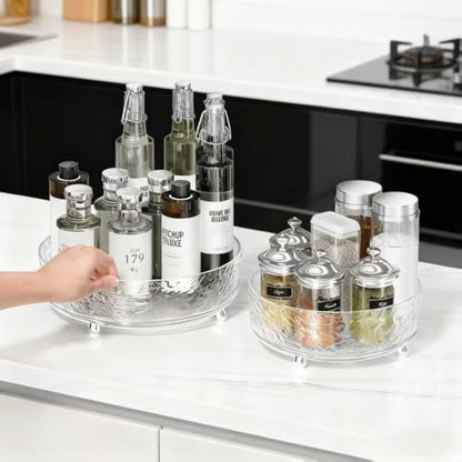 Dezzer 360° Rotating Makeup Organizer, 11" Clear Perfume Organizer Turntable Lazy Susan for Vanity, Pantry, Bathroom Counter, Cabinet, Spinning Cosmetic Storage Holder for Skincare, Perfume, Lotions - size: 11 inch