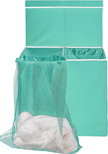 Simple Houseware Double Laundry Hamper with Lid & Removable Bags, Turquoise | Heavy Duty 600D Polyester, Water-Resistant Surface - color: Turquoise