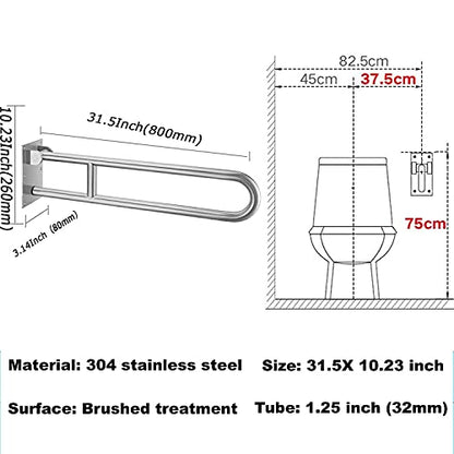 Handicap Grab Bars, Flip Up Bathroom Toilet Grab Bar, Wall Mount Handrails, 31.4 Inch Stainless Steel Handicap Shower Rails Provide Safety Grab for Pregnant Woman Elderly Disabled - size: 31.4"