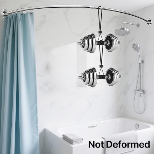 Curved Shower Curtain Rod, Rust Resistant, Adjustable Length 42-73 inches for Shower, Bathroom, Hole Punch Required-Polished Chrome - color: Polished Chrome