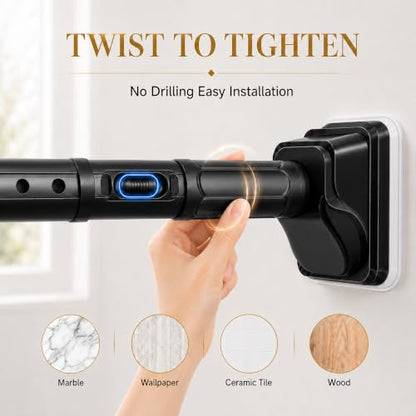 JILRON Tension Curtain Rod 2 Pack,41-126in(3.41-10.5ft)×2,Shower Caddy Tension Pole-1.26" dia,One-Click Stretch Design, Upgraded Anti-Slip Pads - color: Black, size: 41-126 inch-2Pack