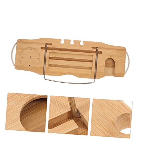 Bamboo Bathtub Shelf Expandable Bath Tub Table Book Stand Wine Glass Holder