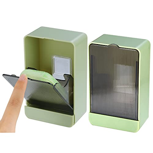 HANCELANT Bathroom Soap Dishes, 2 Pack Bar Soap Holder with Drain Wall Mounted Soap Box for Shower, Bathroom, Kitchen Sink, Keep Soap Bars Dry, Waterproof Dustproof, No Drilling, Adhesive Include - color: Green+green