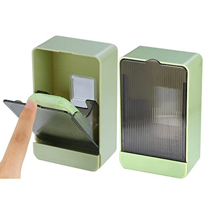 HANCELANT Bathroom Soap Dishes, 2 Pack Bar Soap Holder with Drain Wall Mounted Soap Box for Shower, Bathroom, Kitchen Sink, Keep Soap Bars Dry, Waterproof Dustproof, No Drilling, Adhesive Include - color: Green+green