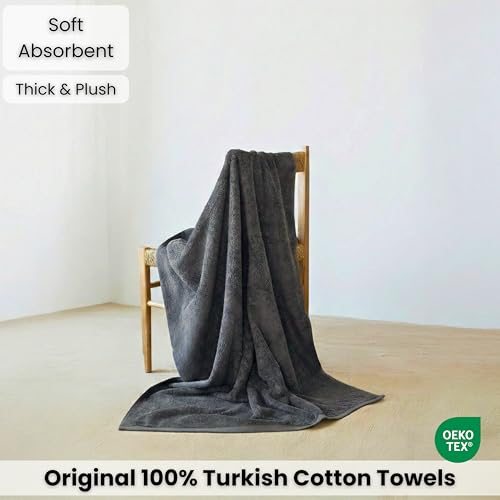 SALBAKOS Luxury 100% Turkish Cotton Bath Sheet 40x80 in (1-Piece, Gray) | Extra Large Jumbo Oversized Bathroom and Beach Towel, Super Soft Highly Absorbent Thick Premium Hotel Quality, Made in Turkey - color: Gray, size: Jumbo Bath Sheet