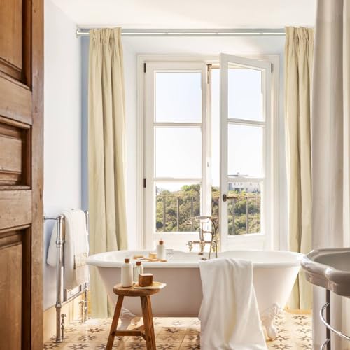 GXOACKJ Brushed Nickel Shower Curtain Rods - 31-80 Inch Spring Tension Shower Rods for Bathroom, Adjustable, No Drilling, No Rust, Stainless Steel - color: Brushed Nickel, size: 31-80