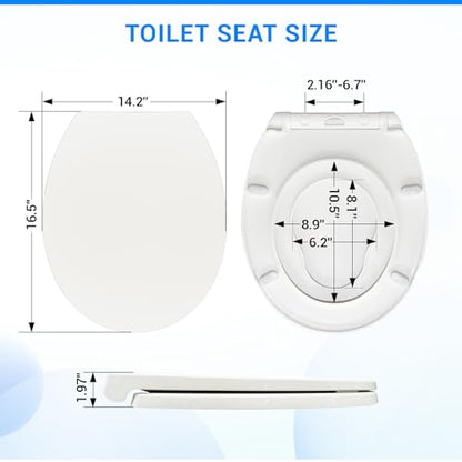 KHE Round Toilet Seat with Built-In Toddler Seat, Soft Close, 16.5 Inch | Quick Release for Easy Cleaning, Non-Slip Bumpers, Durable PP, White - size: Round 16.5'' with Toddler Seat
