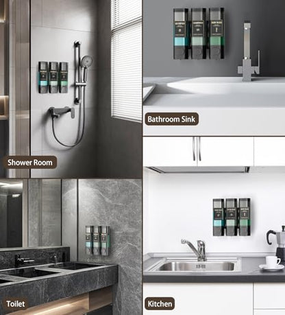 Luxspire Shampoo and Conditioner Dispenser, Shower Soap Dispenser 3-Chamber | Lockable Large Capacity 900ml No-Drill Wall-Mounted Shampoo and Body Wash Dispenser for Bathroom Hotel Kitchen Airbnb - color: Classic Black, size: 3 Chamber