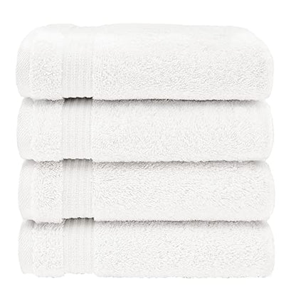 American Veteran Towel, Hand Towels for Bathroom Set of 4, 100% Cotton Turkish Hand Towel Sets, Soft Hand Face Towels, White Hand Towels - color: White