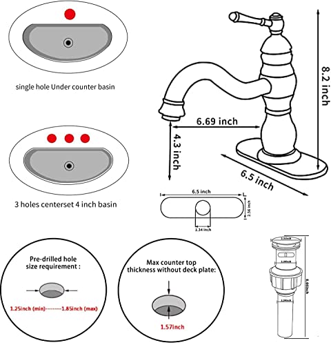 Chrome Bathroom Faucet GGStudy 360° Swivel Bathroom Vanity Faucet Single Handle One Hole Bathroom Sink Faucet Basin Matching Pop Up Drain with Overflow - color: Chrome, size: Short