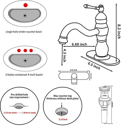 Chrome Bathroom Faucet GGStudy 360° Swivel Bathroom Vanity Faucet Single Handle One Hole Bathroom Sink Faucet Basin Matching Pop Up Drain with Overflow - color: Chrome, size: Short