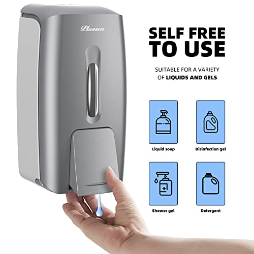 Commercial Wall Mount Soap Dispenser, Refillable ABS Plastic Manual Liquid Hand Soap Sanitizer Dispenser, 27oz (800ml) Large Capacity for Restaurant Office Public Restroom - color: Silver, size: PN9088-Silver