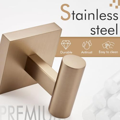 KOKOSIRI Robe Hooks for Bathrooms Towel Hook, Wall Mounted Coat Hooks Bathroom Hardware 2 Pack Champagne Bronze Stainless Steel B1013CPG-P2 - color: Champagne Bronze, size: 2 Pack
