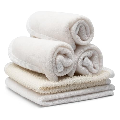 PARADISO Evriholder Soft-Weave Exfoliating Wash Cloths Dual-Textured for Face and Body, Pack of 5, White - size: 1 Count (Pack of 5)