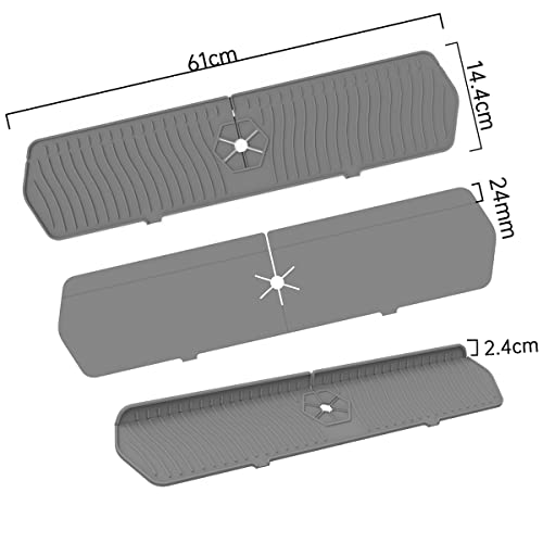 Kitchen Faucet Sink Splash Guard, 24" x 5.6'' Upgrade Silicone Faucet Water Catcher Mat, Sink Draining Pad Behind Faucet, Rubber Drying Mat for Countertop, Bathroom, Farmhouse, RV (Black) - color: Black, size: 24" x 5.6"
