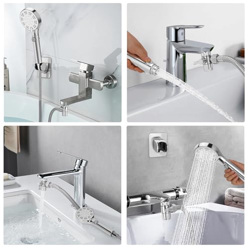 Bathtub Faucet Shower Head Sink with 79" Hose for Bathroom Garden | Tub Faucet Sink Hose Sprayer Attachment Set , ON/OFF 6 Modes High Pressure Handheld Shower Extension Kit, Removable