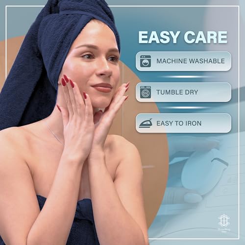 Luxe 2-Piece Bath Towel Set – Large Soft Cotton Towels, Absorbent, Durable & Skin-Friendly, Machine Washable, 27 x 54 in (Navy Blue) - color: Navy Blue