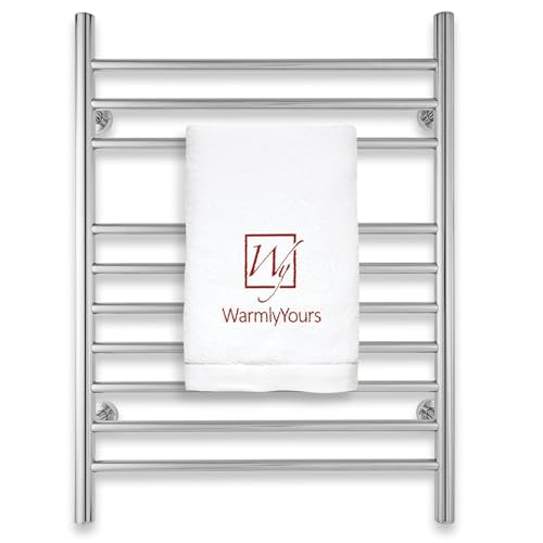 Heated Towel Rack, 10-Bar Wall-Mounted Electric Towel Warmer, Polished Stainless Steel, Plug-in or Hardwired, Luxury Bathroom Accessory for Warm, Dry Towels (WarmlyYours Infinity) - color: Polished Stainless Steel