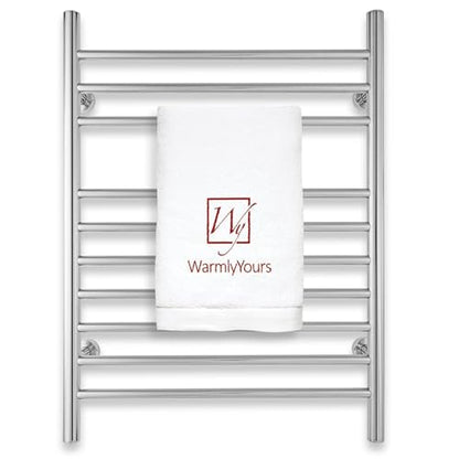 Heated Towel Rack, 10-Bar Wall-Mounted Electric Towel Warmer, Polished Stainless Steel, Plug-in or Hardwired, Luxury Bathroom Accessory for Warm, Dry Towels (WarmlyYours Infinity) - color: Polished Stainless Steel