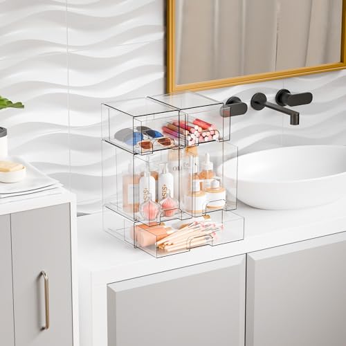 5 Set Clear Stackable Storage Drawers and Acrylic Drawer Organizer,BPA Free Baby Bottle Organizer for Countertop and Bottle Station Organizer for Breast Pump Parts,Pacifier and Baby Accessories - style: 5 PACK