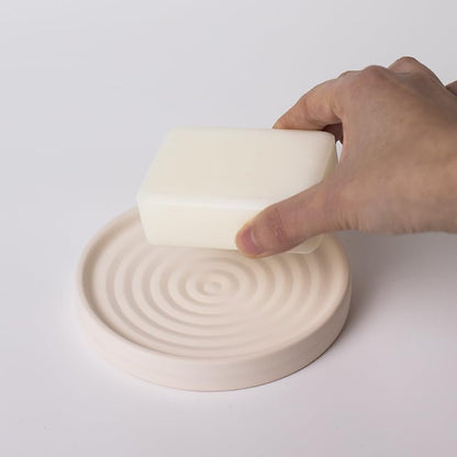 Home Bathroom Kitchen Use Diatomite Round Tray Ceramic Fast Dry Soap Holder (Beige) - color: Beige