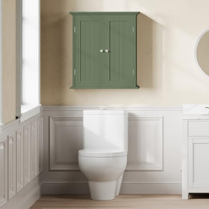 ChooChoo Bathroom Wall Cabinet with 2 Doors, Over The Toilet | 8.8"D x 21.1"W x 24"H, Medicine Cabinet, Adjustable Shelves, Cupboard, Green - color: Green, size: 8.8"D x 21.1"W x 24"H