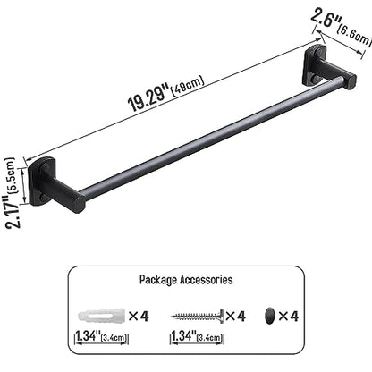 Bathroom Towel Bar for Wall Mount-Towel Rods for Bathroom-20 Inch Black Towel Holder Bath Towel Hanger - size: 20 Inch Single Bar
