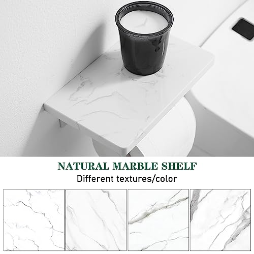Hoimpro Toilet Paper Holder Wall Mounted, Marble Tissue Roll Rack | White | Natural Marble Shelf Hand Paper Roll Holder, for Bathroom Kitchen Washroom Bedroom Aluminum - color: White