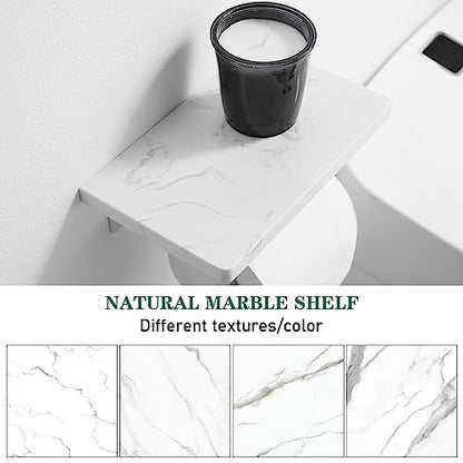 Hoimpro Toilet Paper Holder Wall Mounted, Marble Tissue Roll Rack | White | Natural Marble Shelf Hand Paper Roll Holder, for Bathroom Kitchen Washroom Bedroom Aluminum - color: White