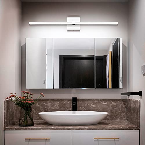 30 inch Chrome Bathroom Vanity Lights Modern Bathroom Wall Lighting Fixtures 22W LED Vanity Light Bar for Bath - color: Chrome- Dimmable, size: 30-inch