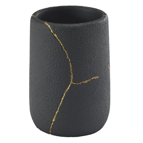 Nicole Miller - Tumbler, Resin Countertop Accessories, Dorm Room Essentials (Sydney Collection, Black/Gold) - size: Tumbler