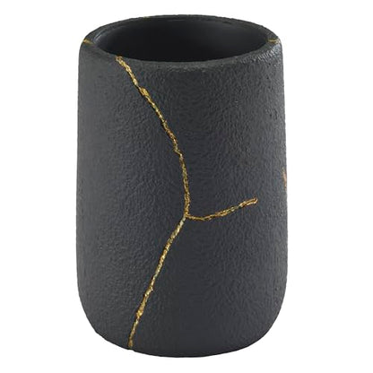 Nicole Miller - Tumbler, Resin Countertop Accessories, Dorm Room Essentials (Sydney Collection, Black/Gold) - size: Tumbler