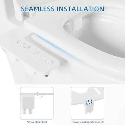 Bidet Attachment for Toilet, Adjustable Warm and Cold Water & Pressure, Self-Cleaning Dual Nozzles, Easy Install (White) - color: White, Cold & Warm