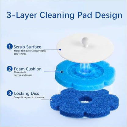 Disposable Toilet Brush with 42 Blue Refills, Toilet Bowl Cleaner Brush with Holder, Wall Mounted Toilet Wand Kit, Deep Cleaning Disposable Scrub Brush Heads