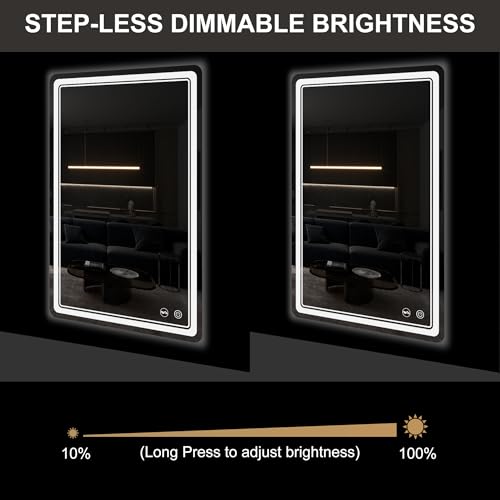LED Bathroom Mirror with Lights, Anti-Fog, Dimmable, Lighted Bathroom Vanity Mirror for Wall, UL-Certified (40 x 30) - size: 40"L x 30"W