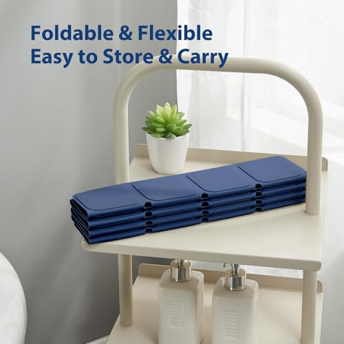 Webos Silicone Bath Mat with Suction Cups – Non-Slip Foldable Bathtub & Shower Mat, Durable & Quick-Dry Safety Tub Mat with Large Drain Holes for Families 28"x 14" Navy Blue - color: Navy Blue, size: 28" x 14" (Rectangular)