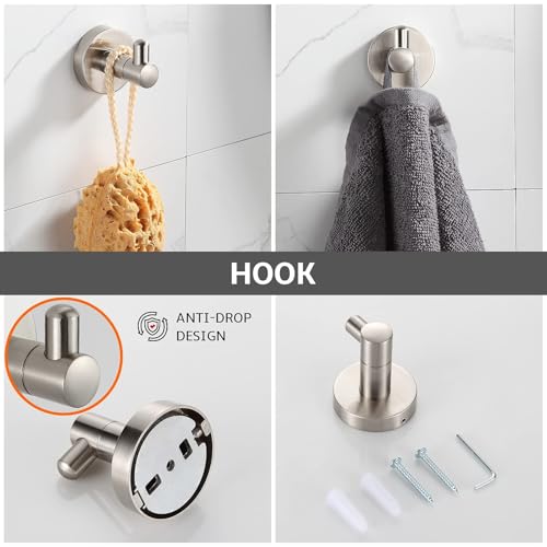 BGL Bathroom Accessory Set Brushed Nickel 4-Pieces Bathroom Towel Rack 24 Inches Adjustable Bathroom Hardware Set - color: Brushed Nickel, size: 4 PIECES