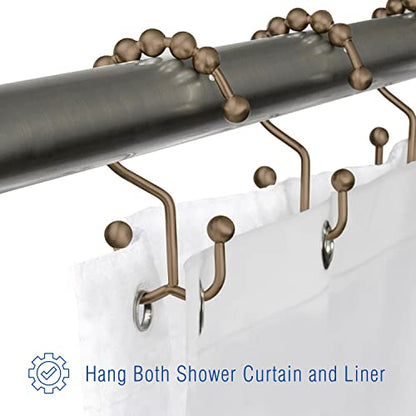 2lbDepot Shower Curtain Rings Hooks - Bronze Finish - Premium 18/8 Stainless Steel - Oil Rubbed Double Hooks with Easy Glide Rollers Rust Resistant - Six Finishes Available - Set of 12 for Shower Rod - color: Oil Rubbed Bronze