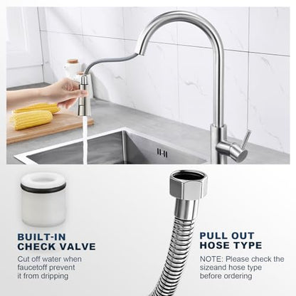 Kitchen Faucet Head Replacement, 13/16 Inch Male Thread Pull Down Sink Sprayer Nozzle, 2 Spray Modes High Pressure Faucet Tip，Pull Down Kitchen Faucet Spray Head, Brushed Nickel - color: 3-Function Spray Head - Brushed Nickel