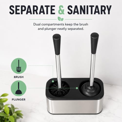 American Dream Toilet Plunger and Bowl Brush Combo – 2-in-1 Bathroom Cleaning Set with Holder, Compact Space-Saving Toilet Brush & Heavy-Duty Plunger for Home & Office
