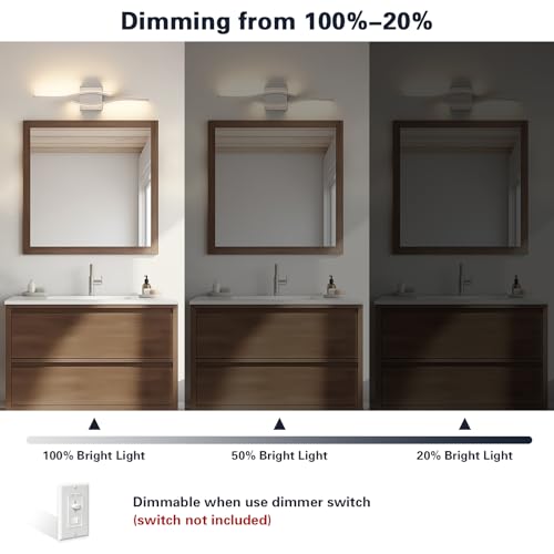 Joossnwell Brushed Nickel Bathroom Vanity Lights Fixtures Over Mirror 5CCT Dimmable Bathroom Light Fixture Modern Vanity Lighting Bar Led Bath Vanity Light 23 Inch Wall Lamp - color: Brushed Nickel, size: 23 inch long