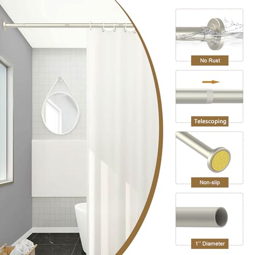 GXOACKJ Brushed Nickel Shower Curtain Rods - 31-103 Inch Spring Tension Shower Rods for Bathroom, Adjustable, No Drilling, No Rust, Stainless Steel - color: Brushed Nickel, size: 31-103