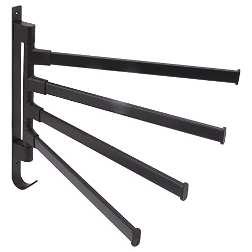 Heavy Aluminum Swivel Towel Bar, Matte Finish Wall Mounted Rack with Hooks Organize Towels and Clothes Save Space with Multi Arms Rustproof Suitable for Bathroom Bedroom Kitchen - color: 4 Arms