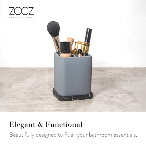 Toothbrush Holder, Durable Countertop Resin Electric Toothbrush Toothpaste Makeup Brush Razor Holder Stand Bathroom Organizer with Detachable Tray - color: 2. Sand