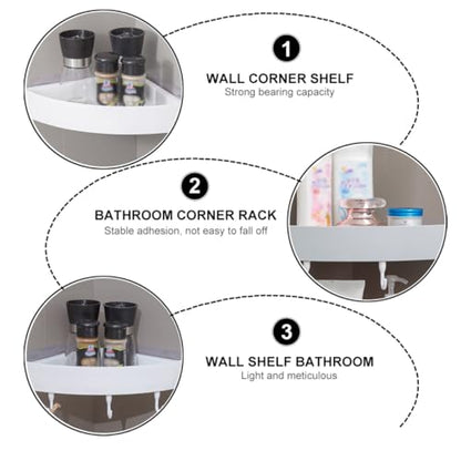jojofuny 2Pcs Wall Corner Shelf for Bathroom Plastic Triangle Storage Racks with Drainage Design Easy Install Strong Adhesion Space-Saving Organizer for Shower Shampoo and Toiletries