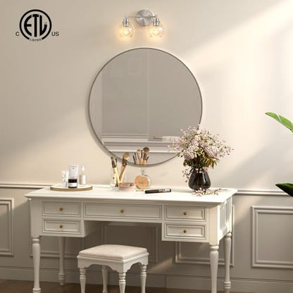 VONLUCE 2 Light Bathroom Vanity Light Fixtures, Brushed Nickel Finish | Globe Glass Shades, E26 Sockets, Easy to install, ETL Certificated, Vanity Lights for Bedroom Hallway Living Room - color: Nickel, size: 2-Light