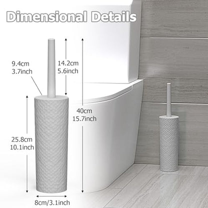 Topsky 2 Pack Compact Toilet Brush & Holder Set, Plastic Round Barrel Loo Brush with 2 Replacement Toilet Brush Head, Durable for Bathroom Toilet, Gray - color: Gray
